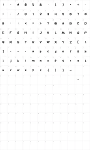 Mapa de caracteres da fonte Freezer