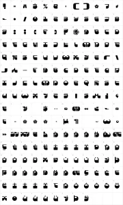 Mapa de caracteres da fonte Frigate Katakana