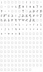 Mapa de caracteres da fonte From Me 2 You