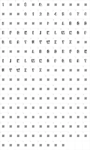 Mapa de caracteres da fonte Fun Sized