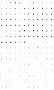 Mapa de caracteres da fonte Funny Kid