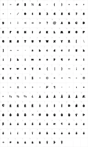 Mapa de caracteres da fonte Futura Rounded