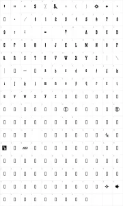 Mapa de caracteres da fonte Gambler