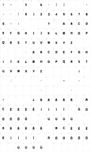 Mapa de caracteres da fonte Gang of Three
