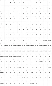 Mapa de caracteres da fonte Gang Wolfik