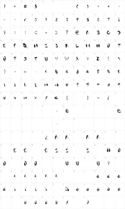 Mapa de caracteres da fonte Gantz