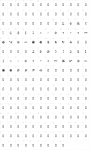 Mapa de caracteres da fonte Garden Dingbats