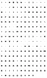 Mapa de caracteres da fonte Gearhead