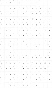 Mapa de caracteres da fonte Gentleman on the Rainbow