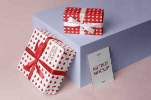 Gift Boxes with Card Mockup