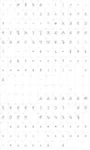 Mapa de caracteres da fonte Glam Queen