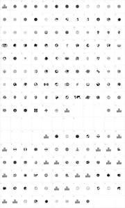 Mapa de caracteres da fonte Globe Icons