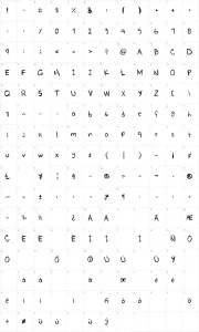 Mapa de caracteres da fonte Go Boom!