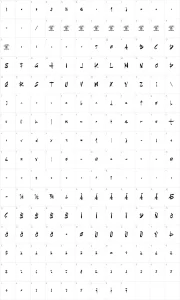 Mapa de caracteres da fonte Goatskin Brush