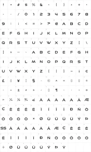 Mapa de caracteres da fonte Good Times