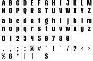 Mapa de caracteres da fonte Gotkin Font | 1001 Free Fonts