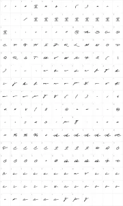 Mapa de caracteres da fonte Graced Script