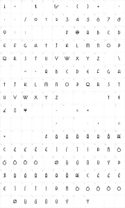 Mapa de caracteres da fonte Grado Gradoo NF