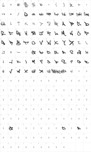Mapa de caracteres da fonte Graffd Out