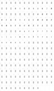 Mapa de caracteres da fonte Graphik Text