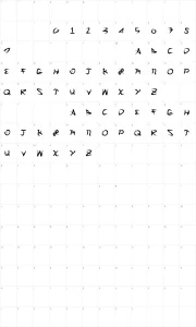 Mapa de caracteres da fonte Great Arrows