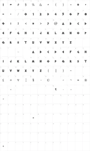 Mapa de caracteres da fonte Greek To Me