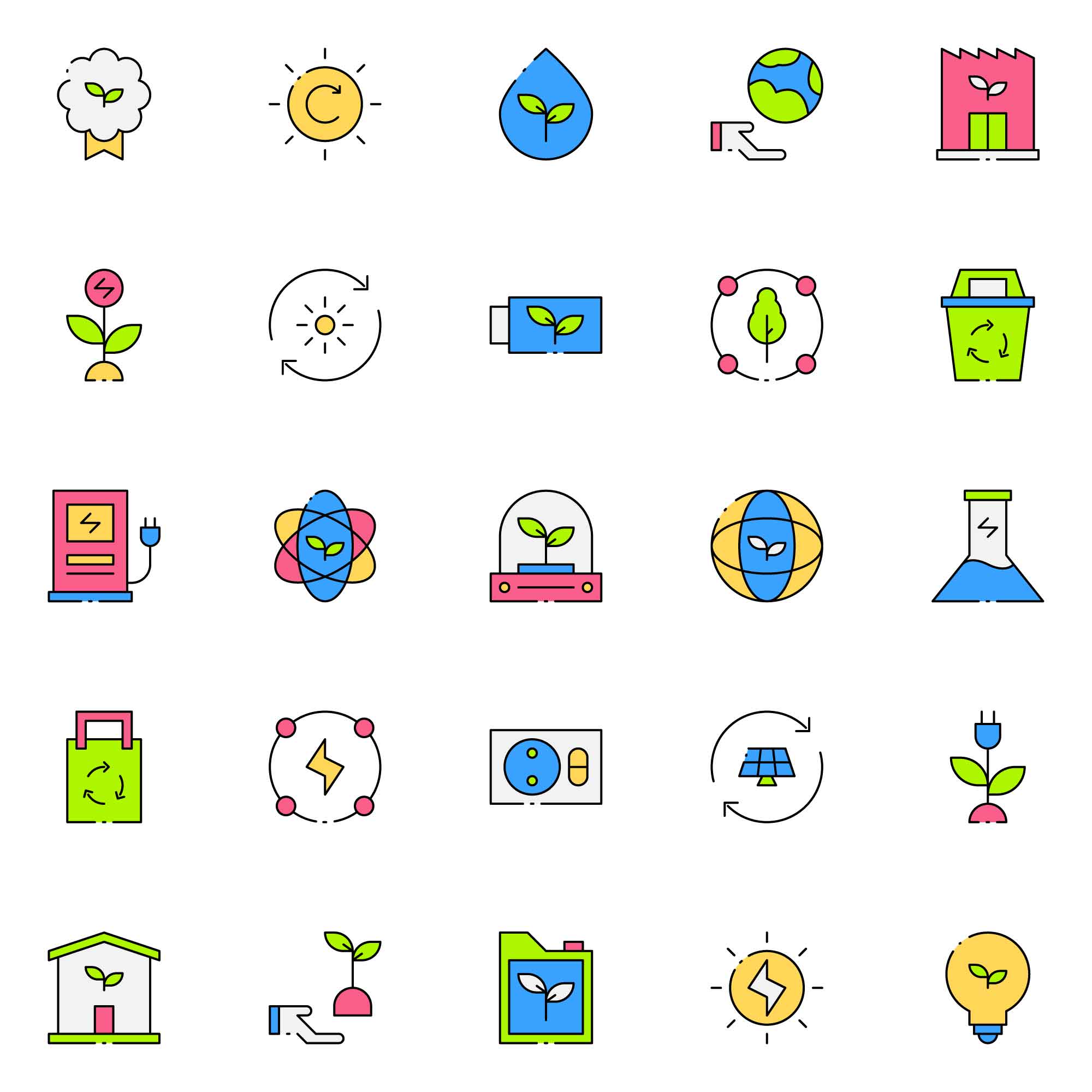 Green Energy Biofuel Icons