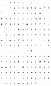 Mapa de caracteres da fonte Groovy Baby