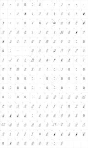 Mapa de caracteres da fonte Groovy Ghosties