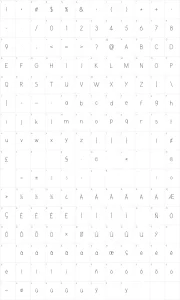Mapa de caracteres da fonte Grutch Grotesk