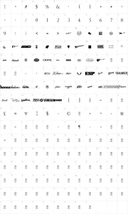 Mapa de caracteres da fonte Gtartings