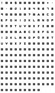 Mapa de caracteres da fonte Guardians