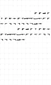 Mapa de caracteres da fonte Guns 2