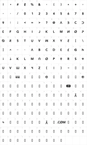 Mapa de caracteres da fonte Hacker Argot