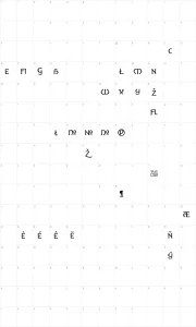 Mapa de caracteres da fonte Hadley