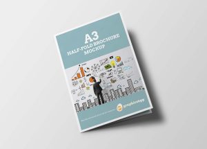 Half-Fold Brochure Mockup (PSD)