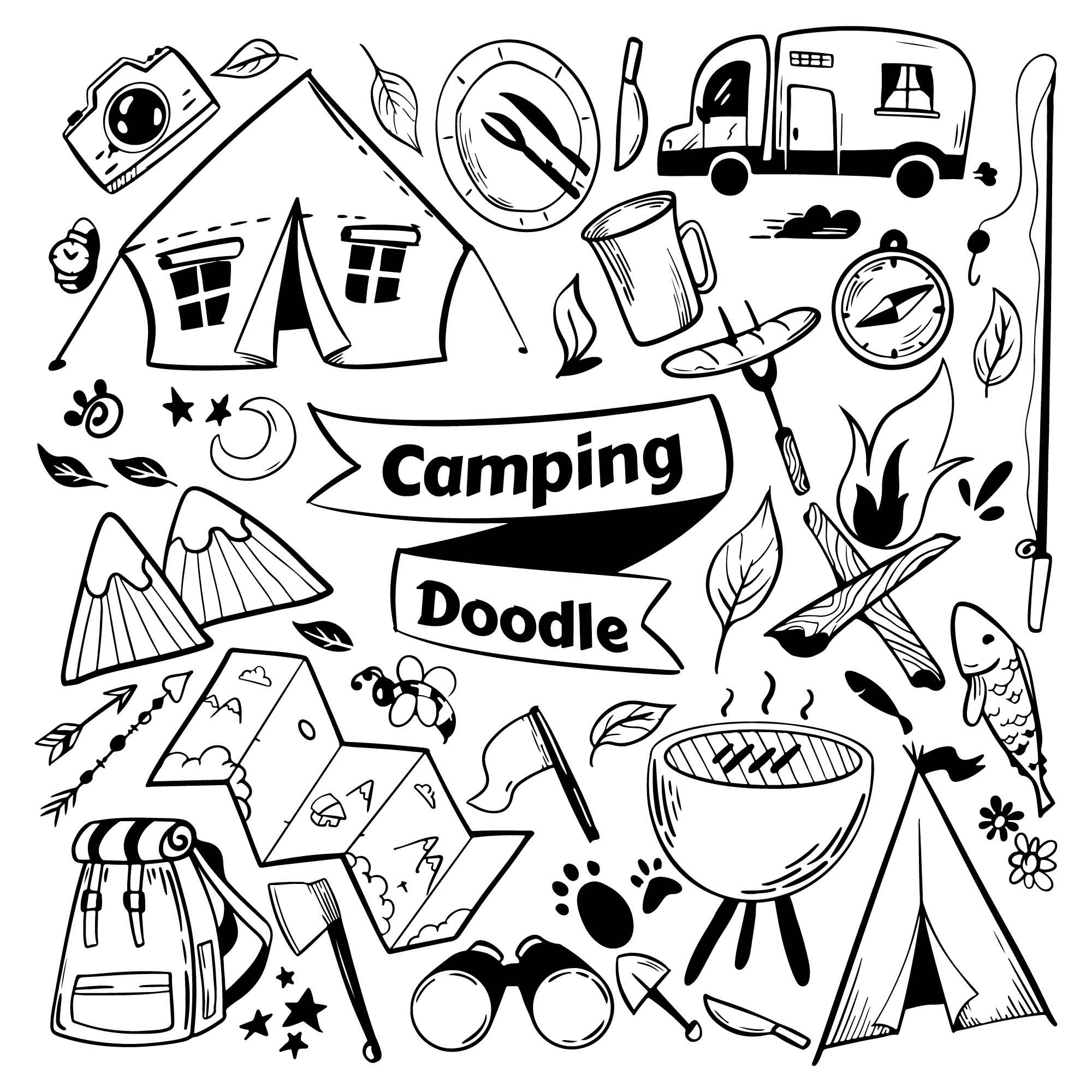 Hand Drawn Camping Illustrations