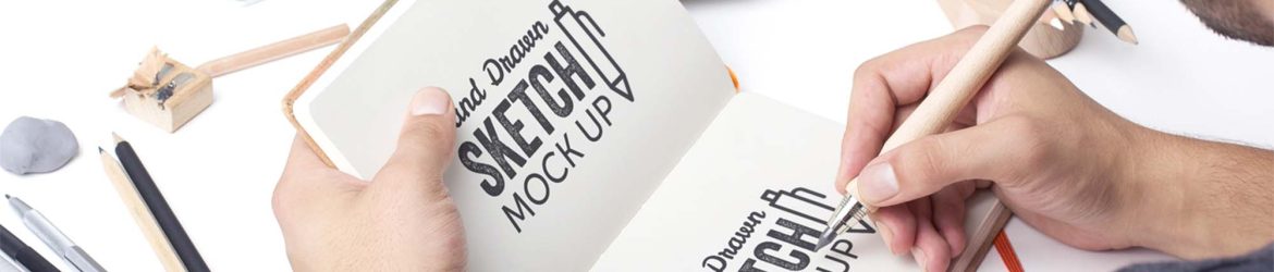 Hand Drawn Sketch Book Mockups (PSD)