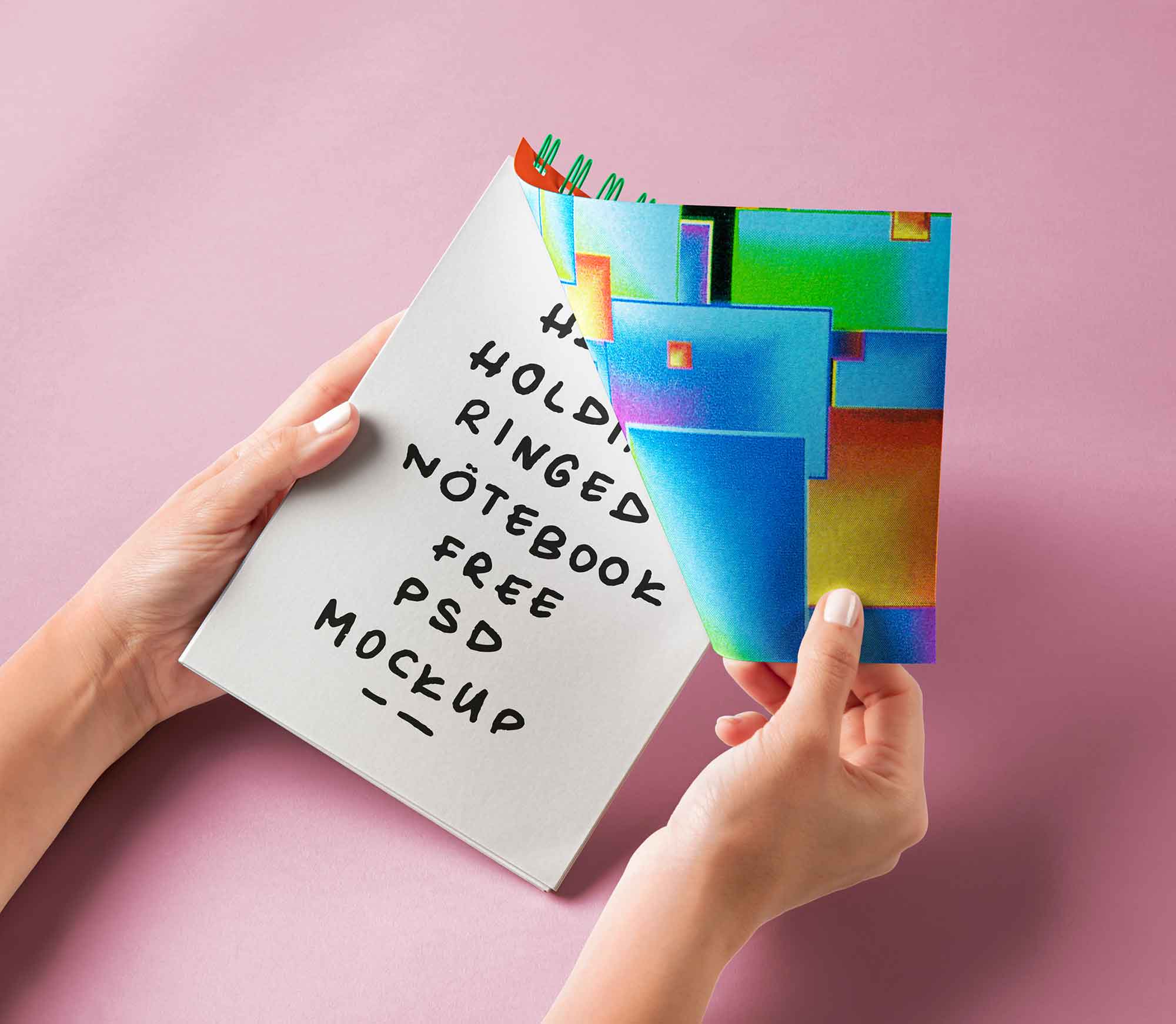 Hand Holding Ringed Notebook Mockup