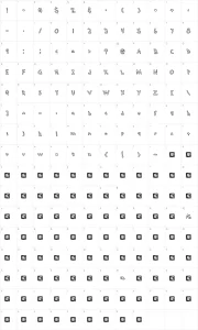 Mapa de caracteres da fonte Hand Me Down