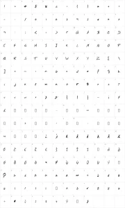 Mapa de caracteres da fonte Hand Test