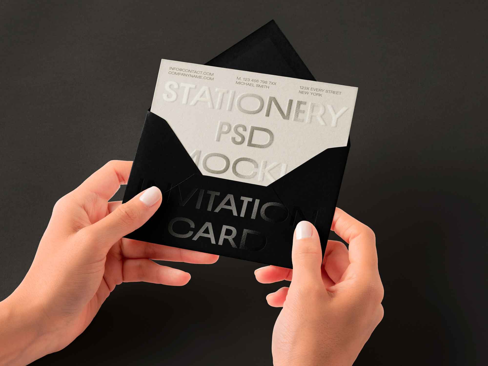Hands Holding Invitation Card Mockup