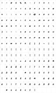 Mapa de caracteres da fonte Handy Candy