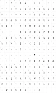 Mapa de caracteres da fonte Happy Days