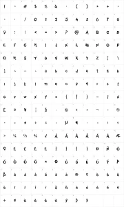 Mapa de caracteres da fonte Happy Sans