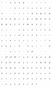 Mapa de caracteres da fonte Happy Time