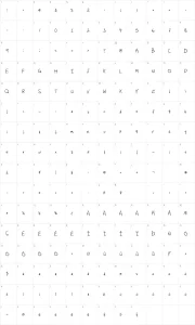 Mapa de caracteres da fonte Hashtag