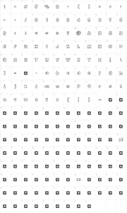Mapa de caracteres da fonte Hassle