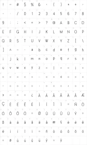 Mapa de caracteres da fonte Hasta Grotesk