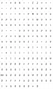 Mapa de caracteres da fonte Hawkeye